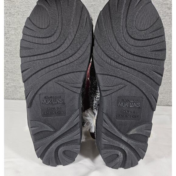 MUK LUKS WOMEN’S GRAY KNIT SLIPPER BOOTS – SIZE S (5–6) – NDOOR/OUTDOOR SOLE - Picture 4 of 10